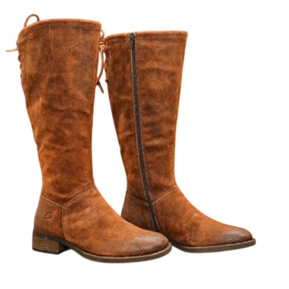 Born Hayden Knee-high Boots Rust Distressed Leather size 8.5 - Picture 1 of 8